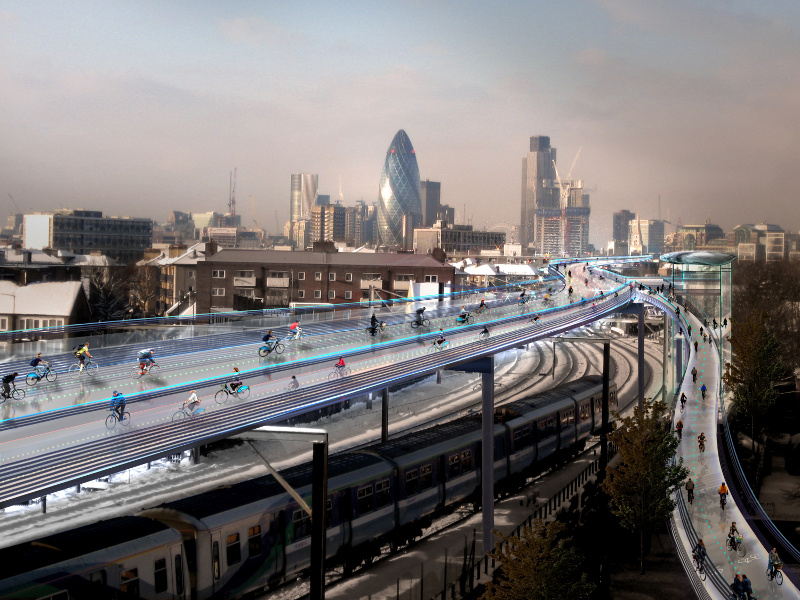 Foster + Partners' raised cycle paths for London? Great idea, in theory