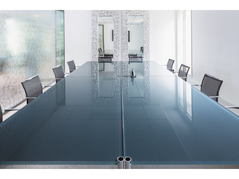 USM Haller Boardroom Table with Black Laquered Top