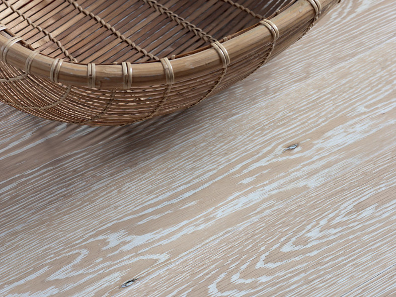 Textured Oak, Frosted White Plank Flooring