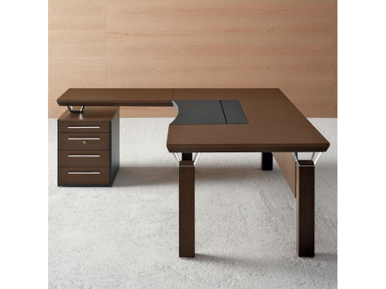 Mascagni Quadra Executive Desk with Extension Top and Drawers