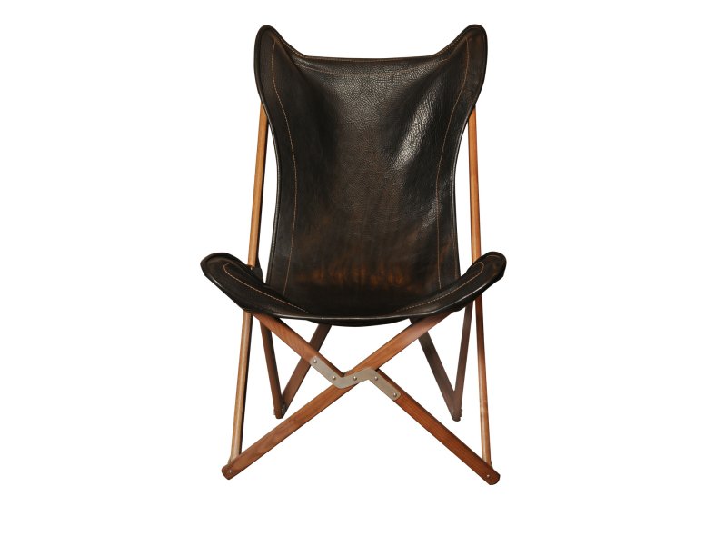 Black Leather Tripolina Chair