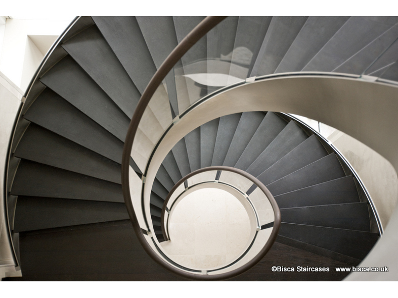 Helical Staircase design in American dark Walnut