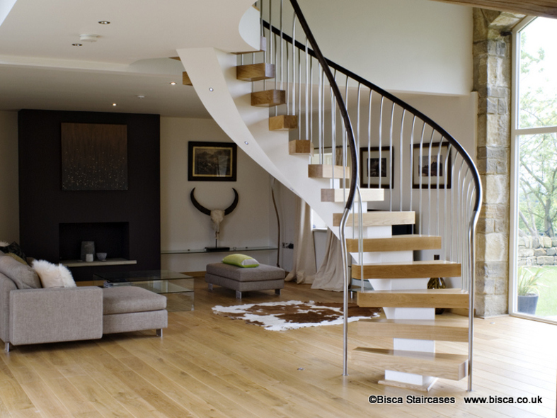 Bespoke Helical Stair Design with Oak Treads